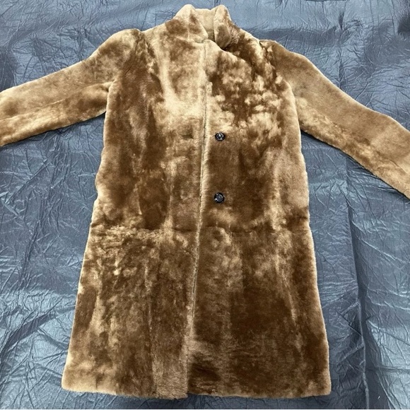 Sandro Brown Real Lambswool Fur Coat - Picture 4 of 5